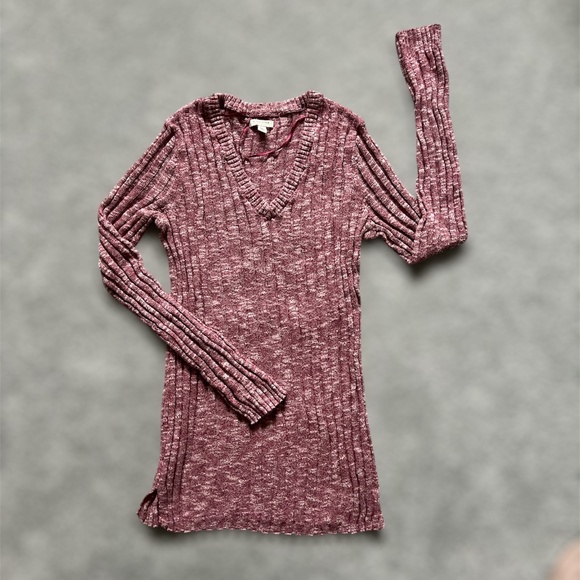 EUC Sonoma V-Neck Heathered Red Ribbed Sweater (S) - Picture 1 of 10